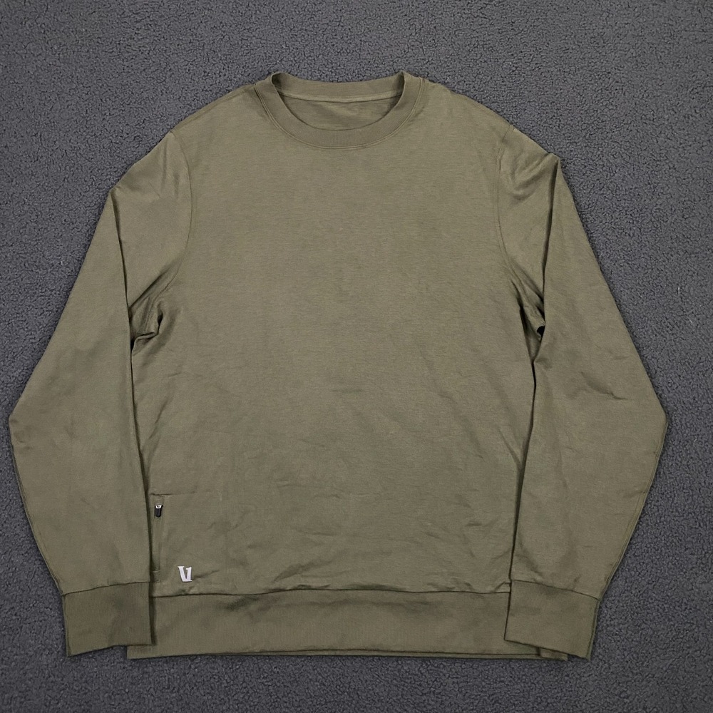 Vuori Ponto Performance Crew Men Large Olive Green Crew Pullover Sweatshirt V224
